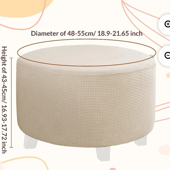 Menolana Elegant Beige Ottoman Slipcover - Picture 4 of 5